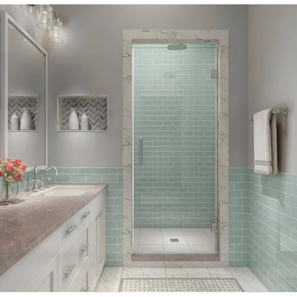 Aston SDR997EZ-SS-3180 Kinkade XL 30.75x22 W x 80x22 H Hinged Frameless Shower Door Finish: Stainless Steel
