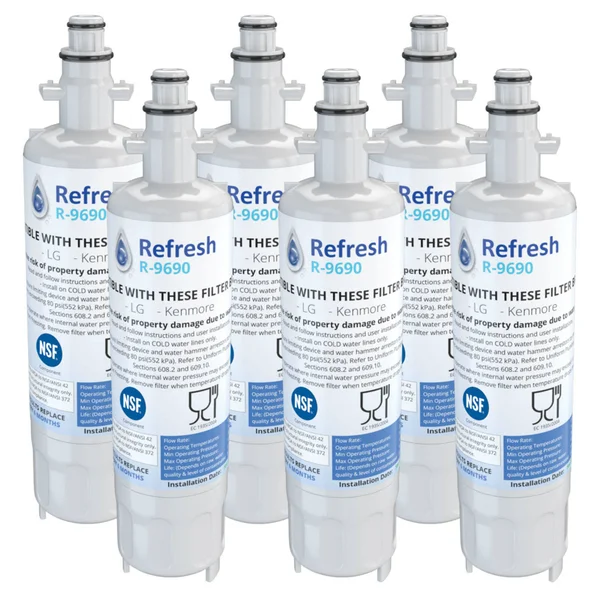 Refresh Replacement for LG LT700P ADQ36006101 ADQ36006102 Kenmore 46-9690 Refrigerator Water Filter (6 Pack)
