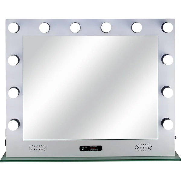 Ver Beauty White 12 Dimmable LED Light Metal Body and Glass Base Hollywood XL Vanity Mirror with Bluetooth - USB, Speakers and MP