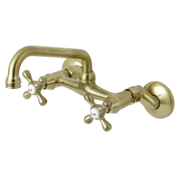 Kingston Brass Ks213sb Magellan 6x22 Adjustable Center Wall Mount Kitchen Faucet - Brushed Brass