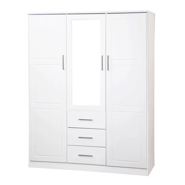 100% Solid Wood 3-Door Cosmo Wardrobe with Mirror 7115 by Palace Imports - Gray