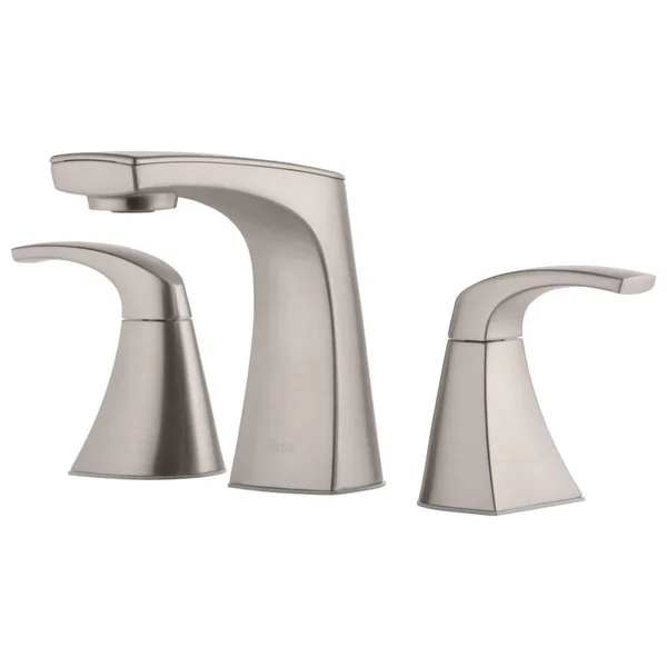 Pfister Karci Spot Defense Brushed Nickel 2-Handle 8-in Widespread WaterSense Bathroom Sink Faucet with Drain - PLF-049-KAGS