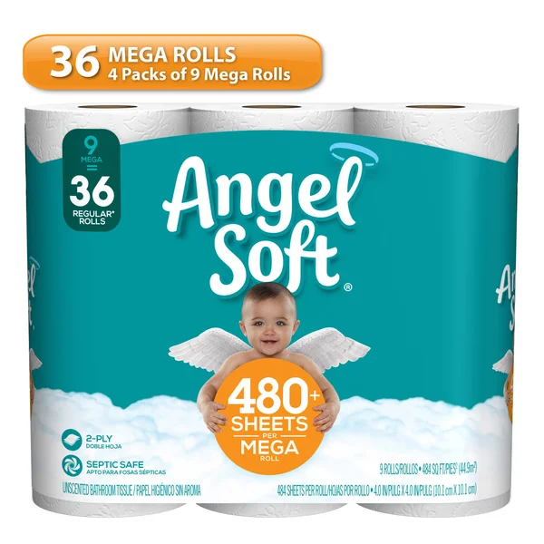 Angel Soft Toilet Paper, Mega Rolls - 36 count
