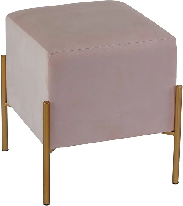 Spokane Square Ottoman Pink Velvet Modern Contemporary Solid Fabric