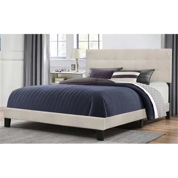 Bowery Hill Upholstered King Panel Bed in Fog - Gray