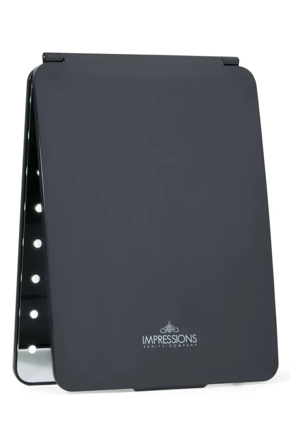 Impressions Vanity Co. Touch Pad Rechargeable LED Makeup Mirror with Flip Cover, Size One Size - Black