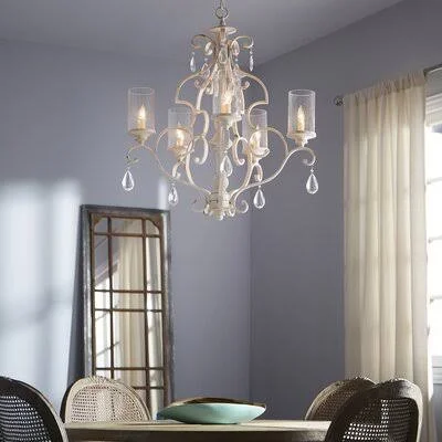 Miley 5 - Light Candle Style Classic - Traditional Chandelier Ophelia & Co. Finish: Persian White