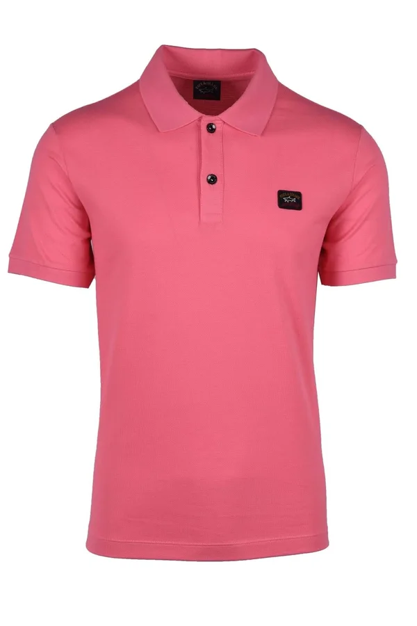 Paul & Shark Organic Cotton Piqué Polo with Iconic Badge - Pink