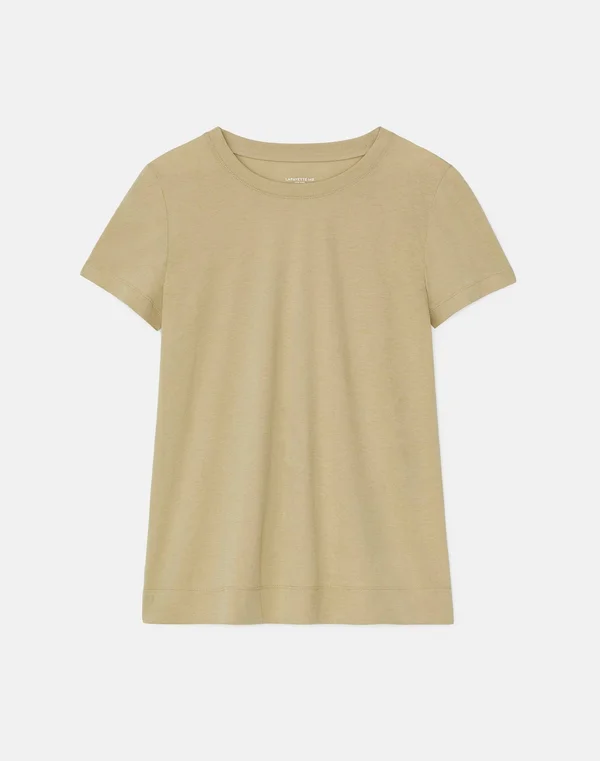 Cotton Jersey Modern Tee - Natural Pistachio by Lafayette 148 NY