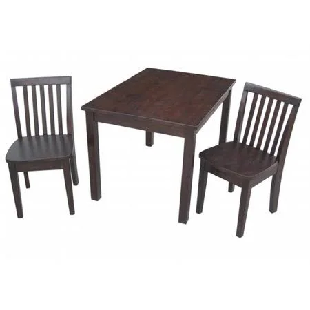 Intenational Concepts K15-2532-263-2 Set of 3 Pcs - 2532 Table with 2 Mission Juvenile Chairs Rich Mocha - Size: 25 W x 32 D x 22