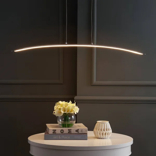 Jonathan Y Roxanna 41.5x22 Dimmable Adjustable Integrated LED Metal Linear Pendant - Chrome