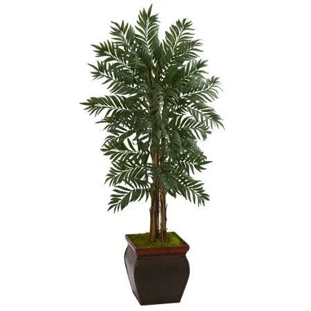 Bloomsbury Market Parlor Artificial Floor Palm Tree in Planter, Green