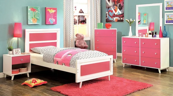 Furniture of America Alivia White Pink Full Bed