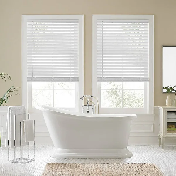 Real Simple Faux Wood 62x22 x 60x22 Cordless Shade in White