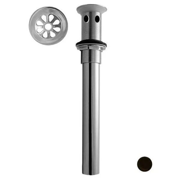 Westbrass D411A-12 High Flow Grid Drain with Overflow Holes - Oil Rubbed Bronze