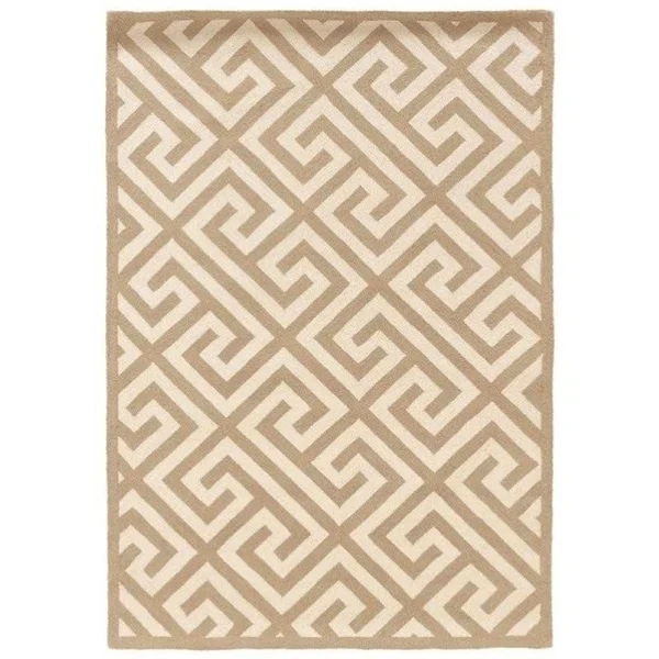 Hawthorne Collection 5' x 7' Hand Hooked Key Wool Rug in Beige