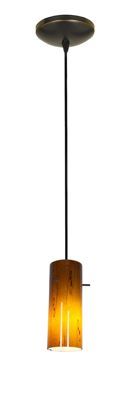 Access Lighting 28030-1C-BS/RUSKY Sydney 1 Light Cylinder Glass Pendant in Brushed Steel with Ruby Sky Glass