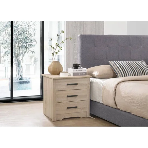 Glory Furniture Hudson 3 Drawer RTA Nightstand in Sandle Wood