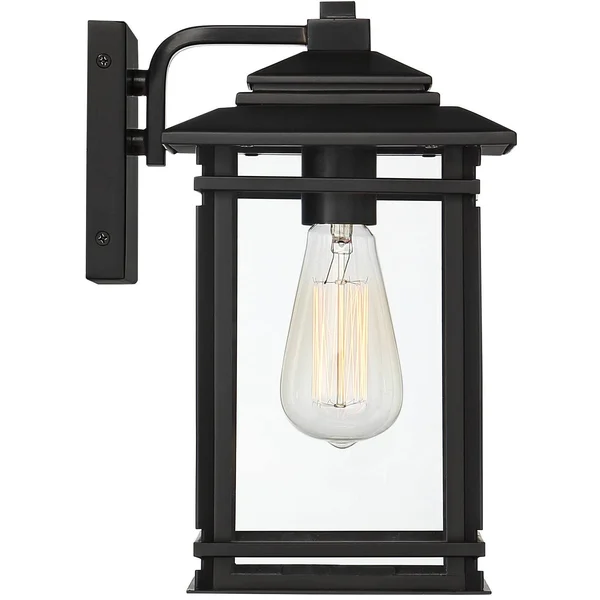 John Timberland North House 12 inch High Matte Black and Glass Outdoor Wall Light - Size: 12 x 8 x 9 82518375