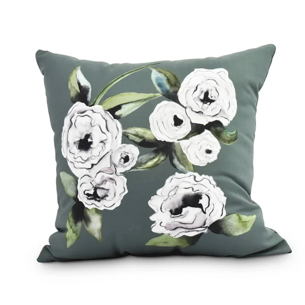 Contemporary Home Living 20x22 Green - Teal and Purple Square Radiant Rose Decorative Floral Throw Pillow