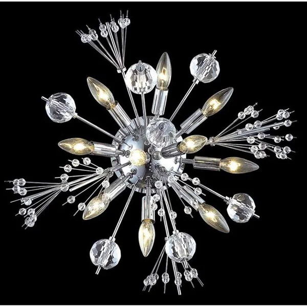Elegant Lighting 3400W20C/EC Cyclone 10 Light Chrome Wall Sconce Clear Elegant Cut Crystal