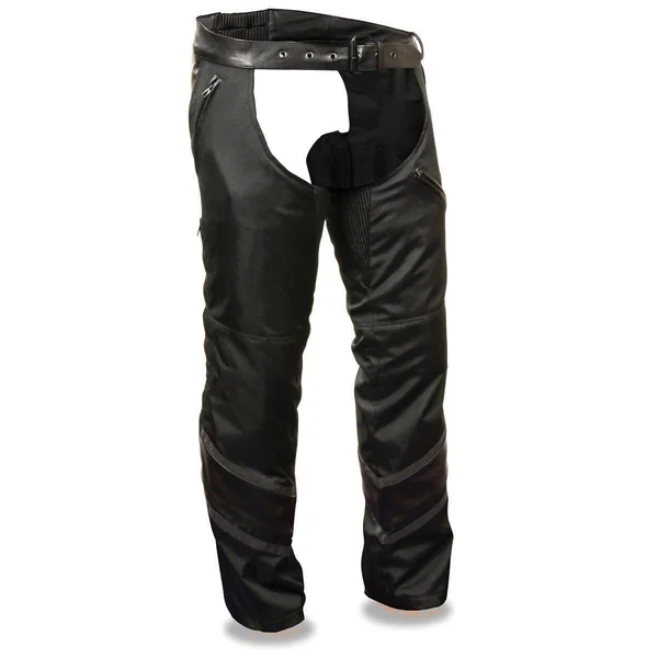 Milwaukee Performance Mpm5705 Men's Vented Black Textile Chaps with Leather Trim and Snap Out Liner - Black - 5X-Large