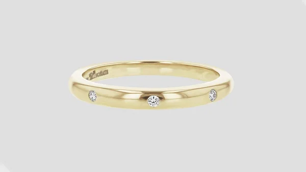 The 3 Diamonds Stacking Ring in Yellow Gold - No閙ie Fine Jewelry, Handcrafted for Life&s Every Moment