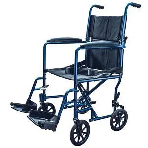 Lightweight Aluminum Transport Chair Wheelchair - Fixed Full Arms, 19x22 Seat Burgundy