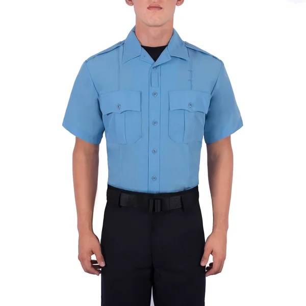 Police Uniform Shirt - Law Enforcement Uniform Shirt - Short SleevePolyester SuperShirt Size Small/Medium Tall in Medium Blue by
