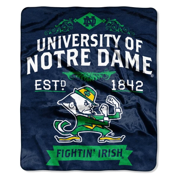 Notre Dame Fighting Irish Label Raschel Throw Blanket