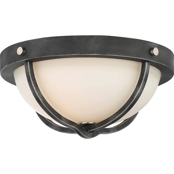 Nuvo Sherwood 2 Light Flush Mount - Iron Black with Brushed Nickel Accents