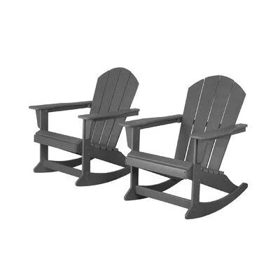 Joshua Plastic Rocking Adirondack Chair Beachcrest Home Color: Gray