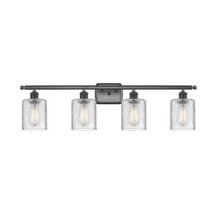 Inglestone Common 4-Light Vanity Light Orren Ellis Finish: Matte Black - Shade Color: Clear, Bulb Type: 60 Watt Vintage Incandesc