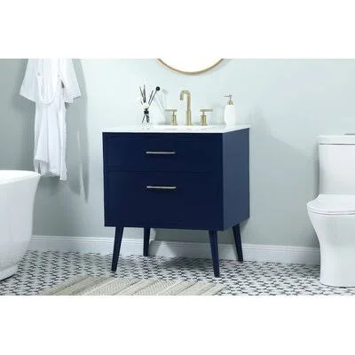 Burkley 30&& Single Bathroom Vanity Set Mercury Row Base Finish: Blue