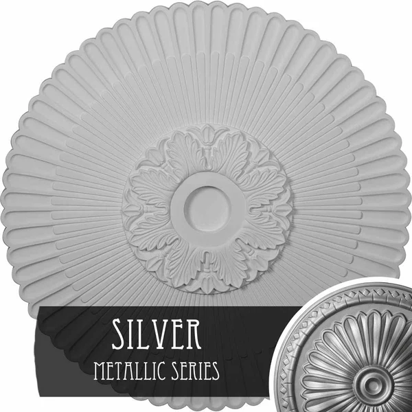 36 1/4x22OD x 1 7/8x22P Melonie Ceiling Medallion (Fits Canopies Up to 6 1/4x22), Hand-Painted Silver