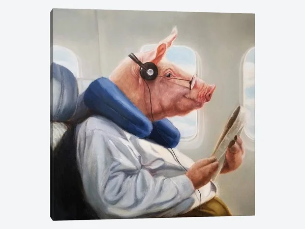 Lucia Heffernan Canvas Wall Decor Art Prints - When Pigs Fly II ( Animal Art > Farm Animals > Pigs art)