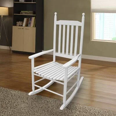 Wooden Slatted Rocking Chair August Grove Color: White