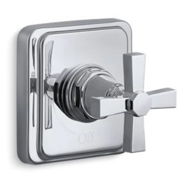 KOHLER K-T13174-3A-CP Pinstripe Pure Volume Control Trim, Cross Handle, Polished Chrome