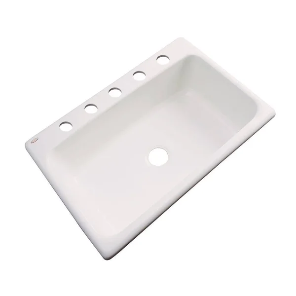 Thermocast Manhattan Drop-In Acrylic 33 in. 5-Hole Single Bowl Kitchen Sink in Almond, Brown 48502
