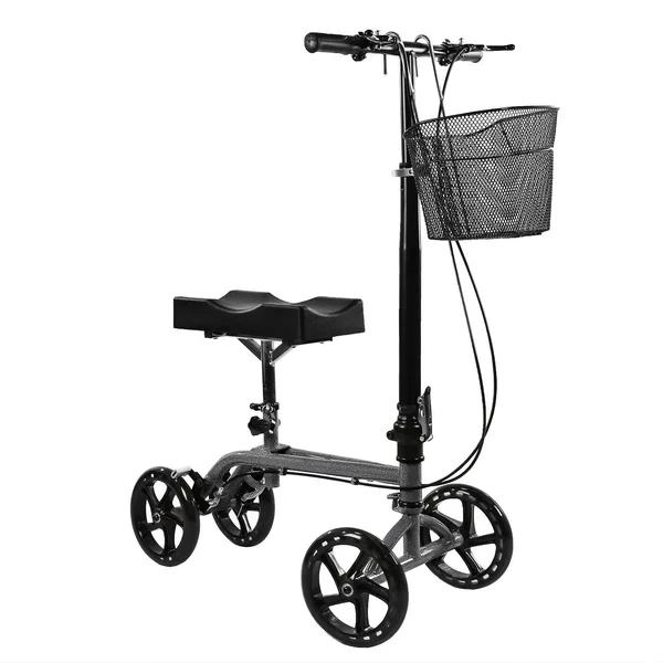 Clevr Foldable Medical Steerable Knee Walker Scooter Crutch Alternative Silver