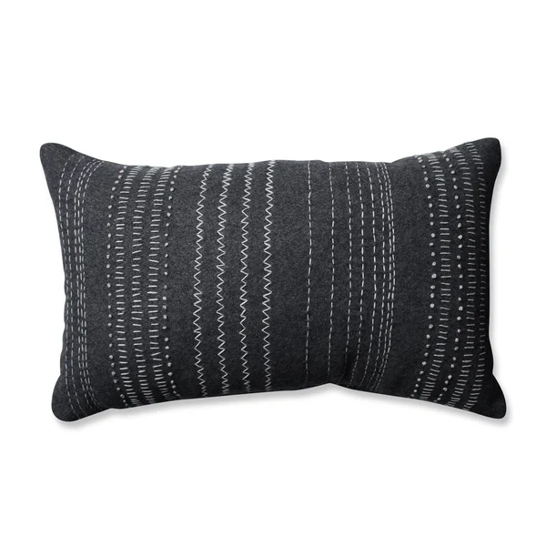18.5x22 Storm and Fog Grey Tribal Stitches Felt Decorative Indoor Throw Pillow