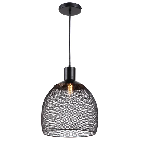 Chloe Lighting Ironclad Industrial 1 Light Textured Black Mini Ceiling Pendant 11.5x22 Wide