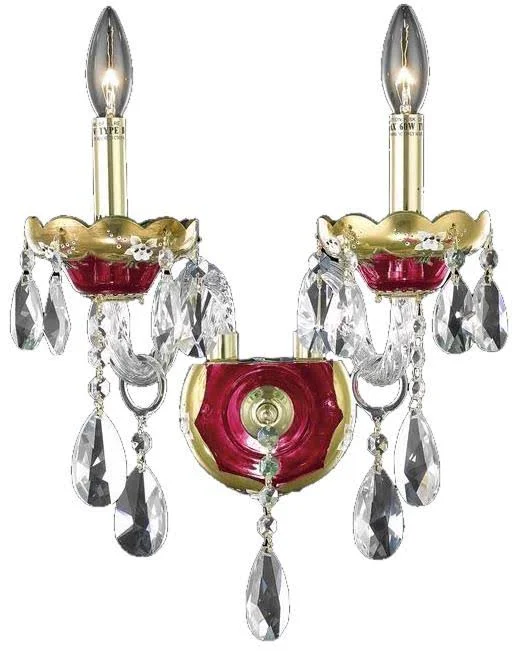 Alexandria Chandelier Traditional Antique 2-Light Gold Red Swarovski Elements
