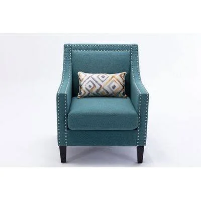 Aalap 10.55Cm Wide Armchair Red Barrel Studio Fabric: Cyan Linen Blend