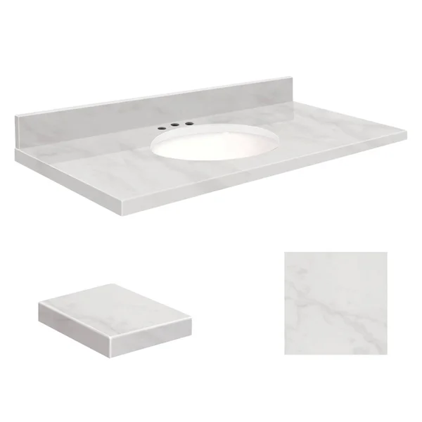 Transolid 37-in White Carrara Natural Marble Bathroom Vanity Top, G3722-M1-A-W-8C
