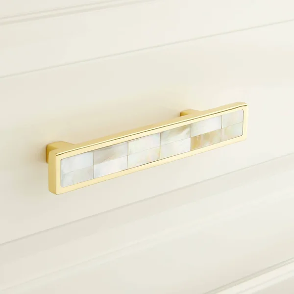 6x22 Kumano Yellow Mother of Pearl Drawer Pull, Brass, Signature Hardware 443841