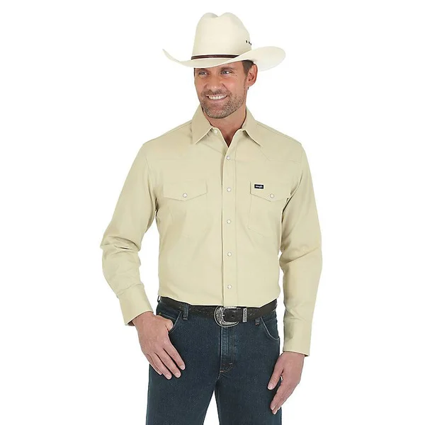 Wrangler Men's L/S Sand Advanced Comfort Snap Workshirt - Size 3XL - Eli&s Western Wear