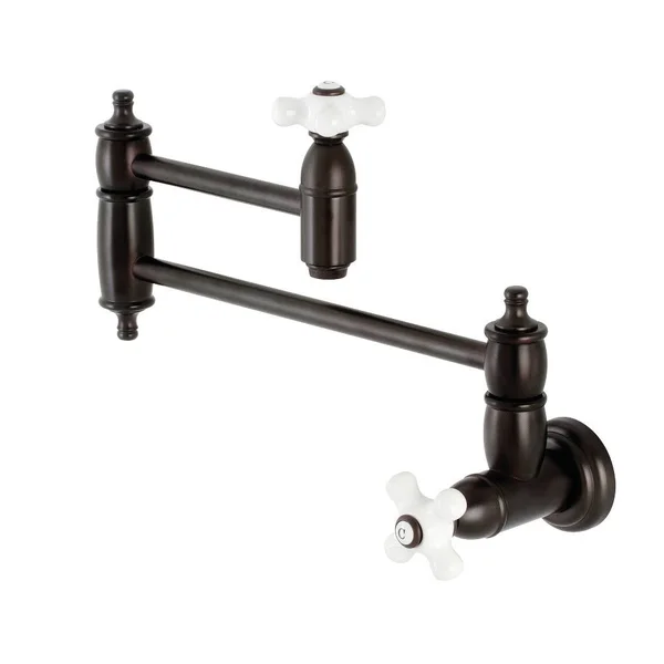 Kingston Brass KS3105PX Restoration Two-Handle Wall Mount Pot Filler Oil Rubbed Bronze
