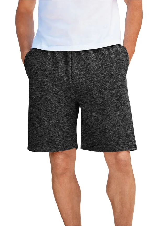Men's Big & Tall Comfort Fleece Shorts by KingSize in Black White Heather (Size 6XL)