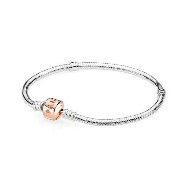 Silver Charm Bracelet with Pandora Rose Clasp